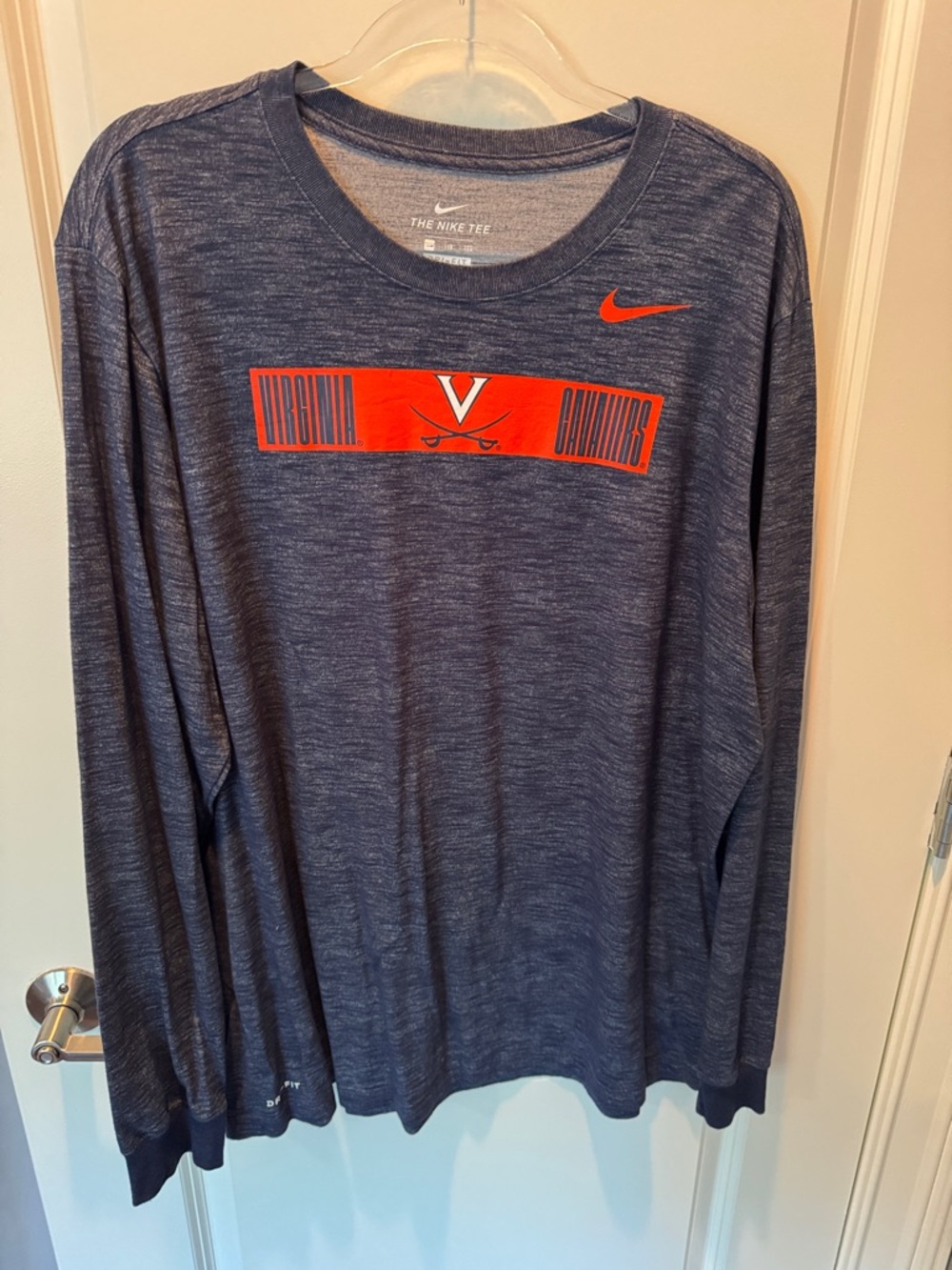 Nike Long-Sleeve Virginia Cavaliers Performance Tee - Navy/Orange